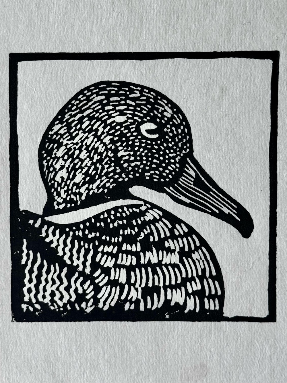New Original 7x7 Duck Handmade Linocut Art, Black & White – Annapolis, MD Artist - Picture 3 of 5